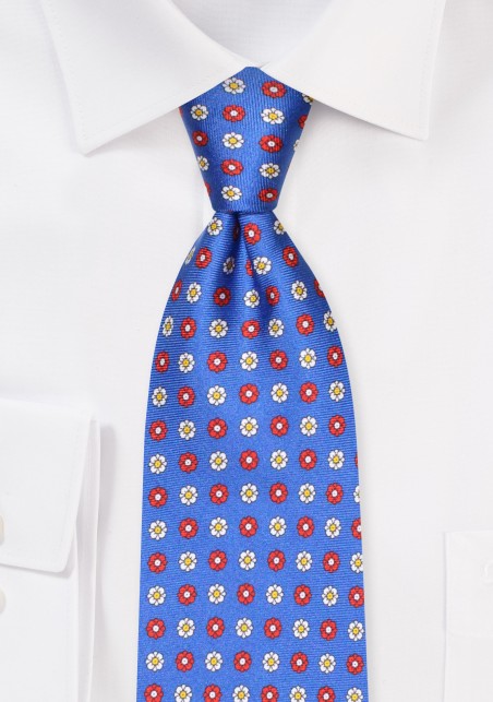 XL Silk Tie in Marine Blue Floral Print