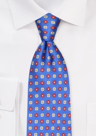 XL Silk Tie in Marine Blue Floral Print