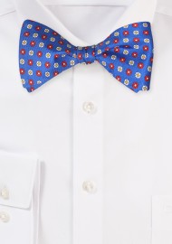 All Over Geometric Floral Print Bowtie in Marine Blue