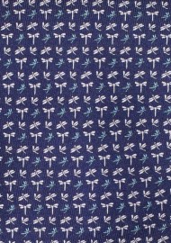 Extra Long Silk Tie - Navy Blue with Dragonflies