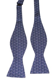 Navy Silk Bow Tie with Tiny Dragonflies - Self Tie Bow Tie