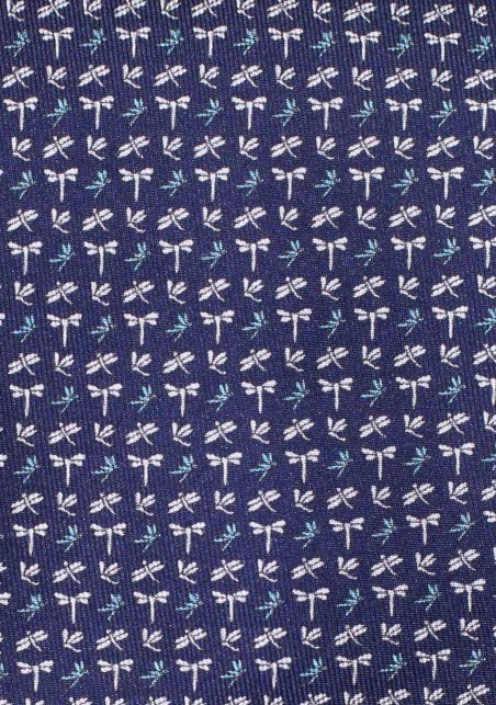 Navy Silk Bow Tie with Tiny Dragonflies - Self Tie Bow Tie