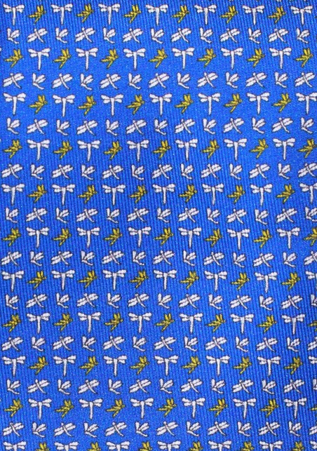 Silk Designer Tie in Royal Blue with Dragonflies