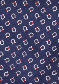 Nautical Knot Print Necktie in Navy Blue in 100% Silk