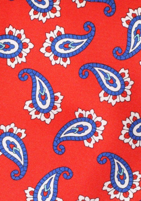Red and Navy Silk Paisley Tie in XL Length
