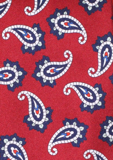 Wine Red Paisley Silk Tie in XL Tie Length