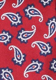 Wine Red Paisley Silk Tie in XL Tie Length