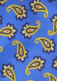 XL Paisley Tie in Marine Blue and Gold