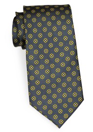 Dark Olive Silk Print Necktie
