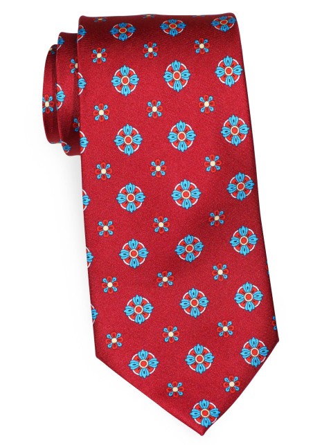 Extra Long Medallion Design Necktie in Finest Silk