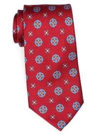 Extra Long Medallion Design Necktie in Finest Silk