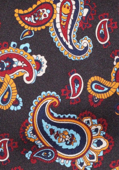 Luxury Silk Paisley Tie in Brown, Orange, Burgundy