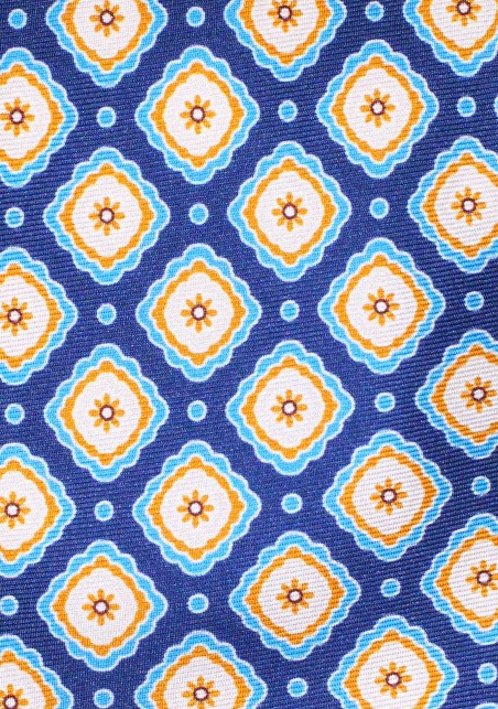 Royal Blue and Gold Silk Mens Tie in XL Length