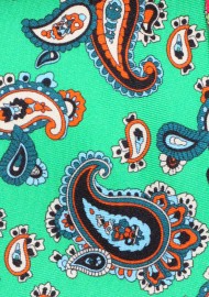 Kelly Green Paisley Silk Tie in XL Size