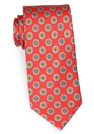 Medallion Print Silk Necktie in Bright Red