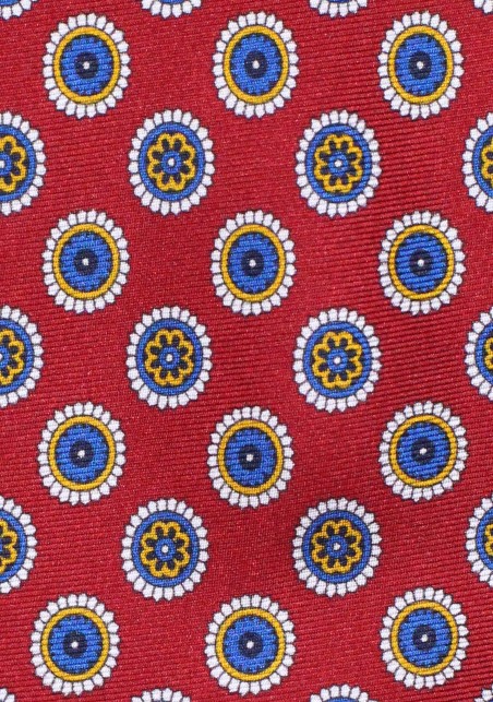 Wine Red Silk Tie in Detailed Medallion Print