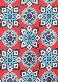 Bright Red and Turquoise Medallion Print Necktie