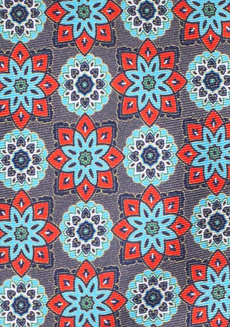 XL Length Silk Tie in Colorful Retro Print