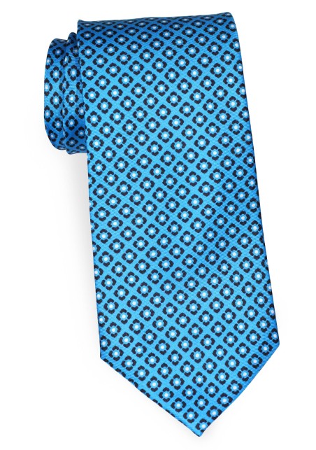 Mermaid Blue Graphic Print Silk Tie