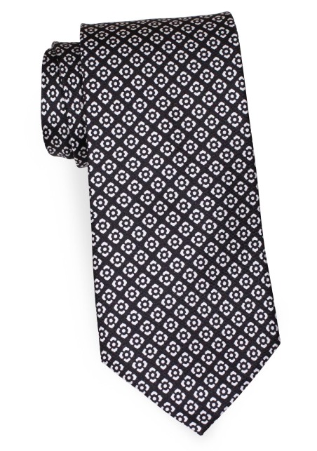 Black and White Graphic Print Silk Necktie