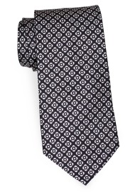 Black and White Graphic Print Silk Necktie