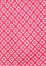 Hot Pink and White Graphic Print Silk Tie