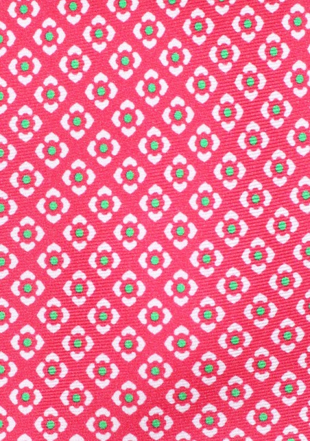 Extra Long Hot Pink and White Graphic Print Silk Tie