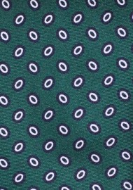 Hunter Green Silk Tie with Oval Dot Print