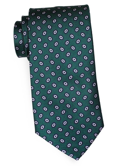 Hunter Green Silk Tie with Oval Dot Print