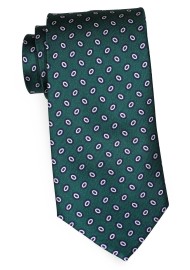 Hunter Green Silk Tie with Oval Dot Print