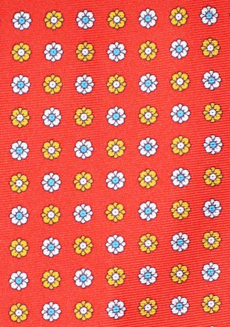 Bright Red Luxe Silk Tie in XL Length and Floral Print