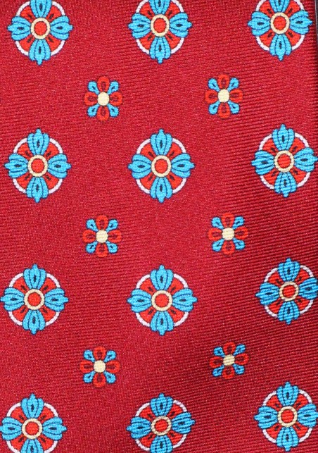 Wine and Teal Silk Print Bowtie in Self Tie Style
