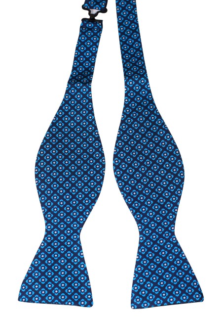 Navy Blue Bowtie with Aqua Graphic Print