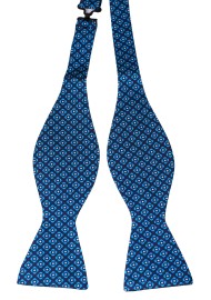 Navy Blue Bowtie with Aqua Graphic Print