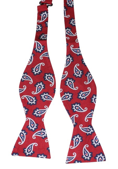 Wine Red Paisley print Bow Tie in Finest Silk