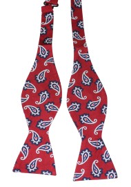 Wine Red Paisley print Bow Tie in Finest Silk