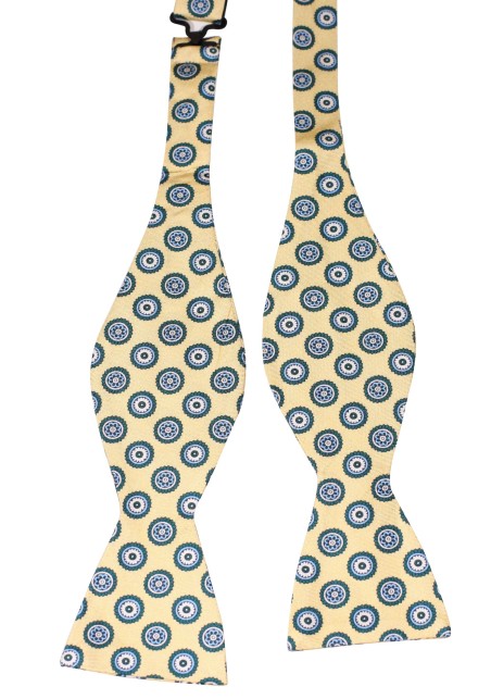 Golden Yellow Medallion Bow Tie in Finest Silk Fabric