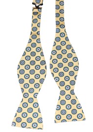 Golden Yellow Medallion Bow Tie in Finest Silk Fabric