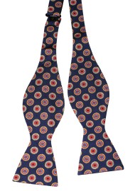 Self Tying Silk Bow Tie in Dark Navy Medallion Print