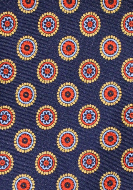 Self Tying Silk Bow Tie in Dark Navy Medallion Print