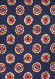 Self Tying Silk Bow Tie in Dark Navy Medallion Print