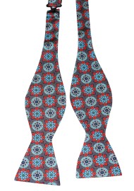 Gray and Red Silk Bow Tie in Self Tie Style