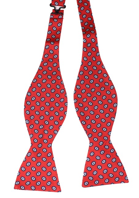 Cherry Red Silk Bowtie with Oval Dots