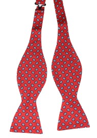 Cherry Red Silk Bowtie with Oval Dots