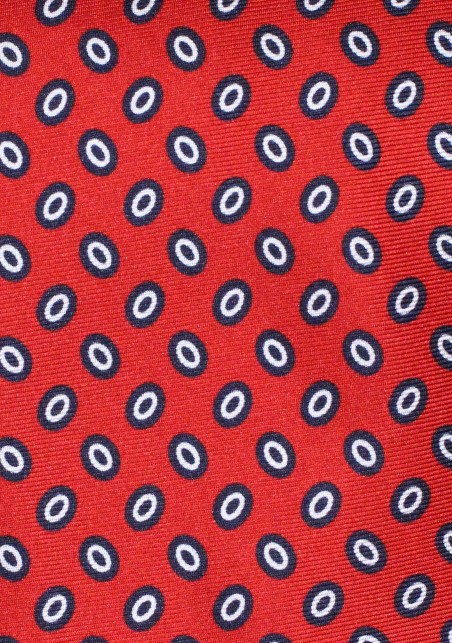 Cherry Red Silk Bowtie with Oval Dots