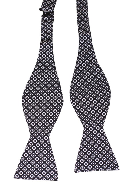 Black Bow Tie with White Graphic Print