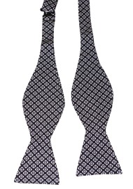 Black Bow Tie with White Graphic Print
