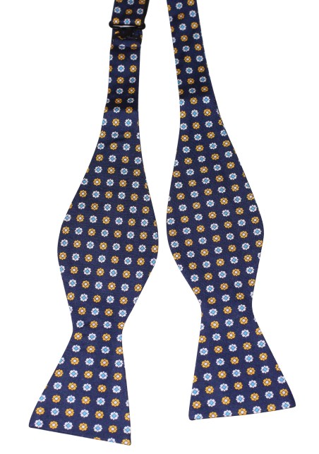 All Over Geometric Floral Print Bowtie in Navy