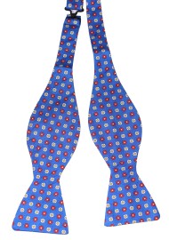 All Over Geometric Floral Print Bowtie in Marine Blue