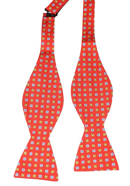 All Over Geometric Floral Print Bowtie in Bright Red